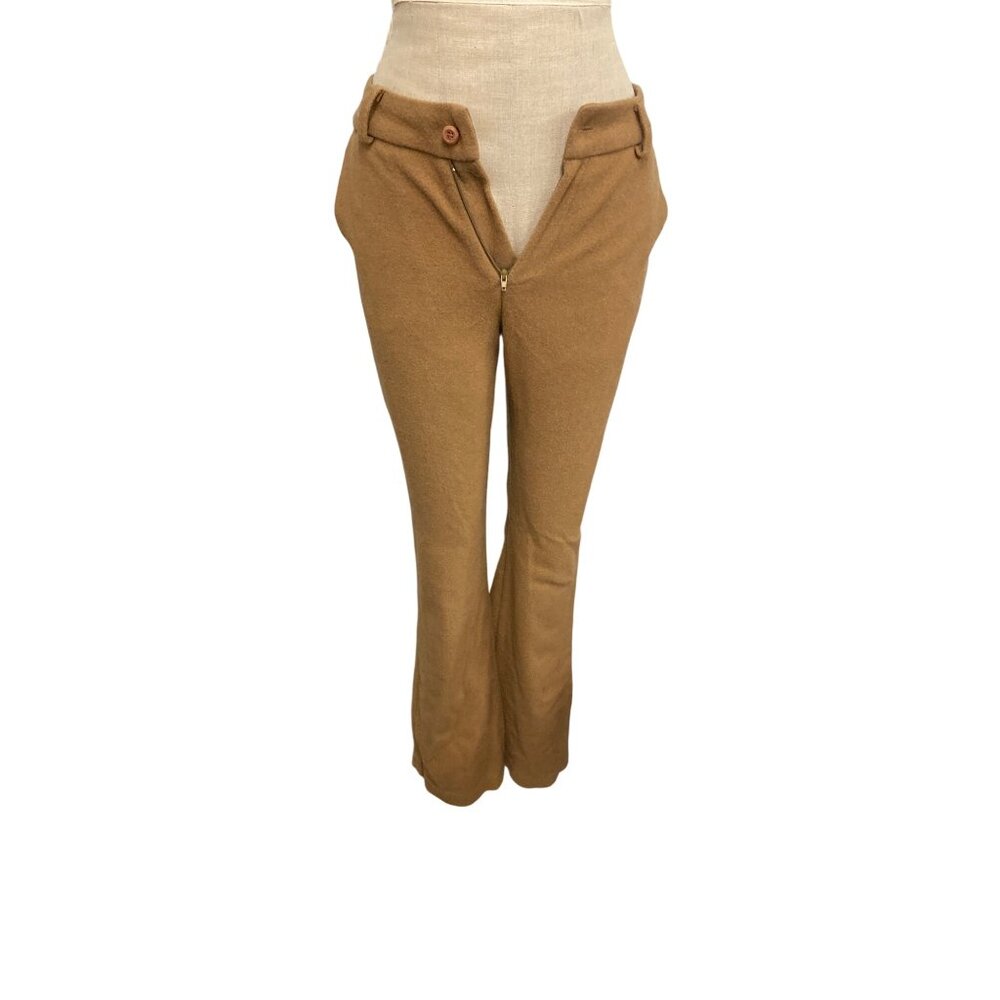 Sans Souci Womens Wool Pants S Made In USA Camel Brown